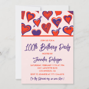 Einfache Einladungen zum 100. Geburtstag Glam Cute