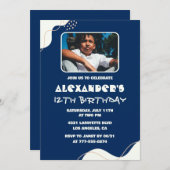 Einfache Einladungen zum 12. Geburtstag der Boy Fo (Vorne/Hinten)