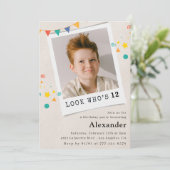 Einfache Einladungen zum 12. Geburtstag Junge Foto (Stehend Vorderseite)