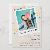 Einfache Einladungen zum 14. Geburtstag Girl Foto (Vorderseite)