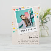 Einfache Einladungen zum 14. Geburtstag Girl Foto (Stehend Vorderseite)