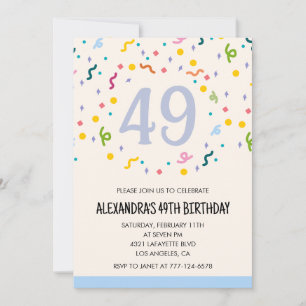Einfache Einladungen zum 49. Geburtstag Confetti M