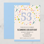 Einfache Einladungen zum 53. Geburtstag Confetti M (Vorne/Hinten)
