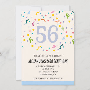 Einfache Einladungen zum 56. Geburtstag Confetti M