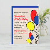 Einfache Einladungen zum 60. Geburtstag Balloons (Stehend Vorderseite)