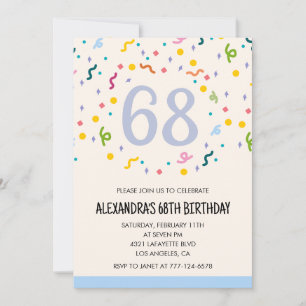 Einfache Einladungen zum 68. Geburtstag Confetti M