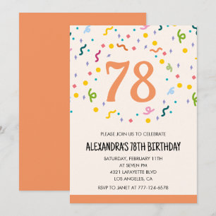 Einfache Einladungen zum 78. Geburtstag Confetti M