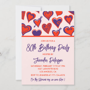 Einfache Einladungen zum 80. Geburtstag Glam Cute