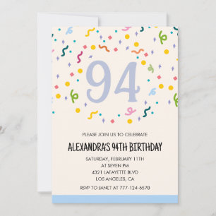 Einfache Einladungen zum 94. Geburtstag Confetti M
