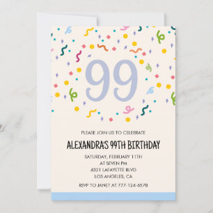 Einfache Einladungen zum 99. Geburtstag Confetti M