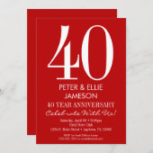 Einfache Einladungen zum Jubiläum in Rot und Weiß (Vorne/Hinten)