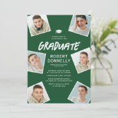 Einfache Einladungen zur Green Graduation Party mi (Stehend Vorderseite)