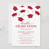 Einfache Einladungen zur Red Double Graduation Par (Vorderseite)