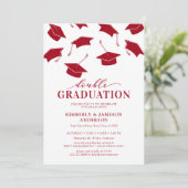 Einfache Einladungen zur Red Double Graduation Par (Stehend Vorderseite)