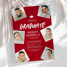 Einfache Einladungen zur Red Graduation Party mit 