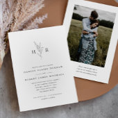 Einfache Einmalige Botanische QR-Foto-Hochzeit Einladung