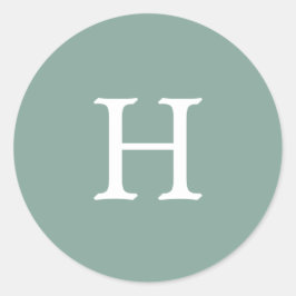 Einfache Einseitiges Grünes Monogramm Hochzeit Runder Aufkleber