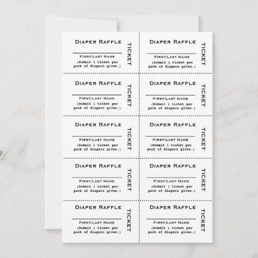 Einfache Eintrittskarten für Windeln Einladung (Vorderseite)