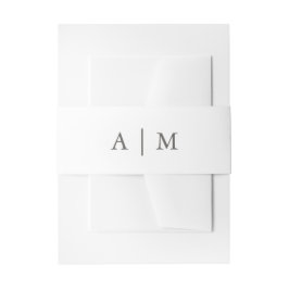 Einfache Einzel-Weiß-und Graue Hochzeitsmonographi Einladungsbanderole