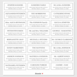 Einfache Einzelgäste Hochzeitsadressen-Etiketten Aufkleber