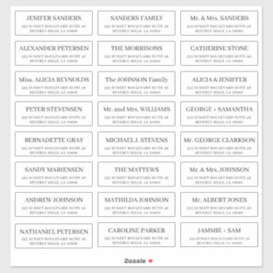 Einfache Einzelgäste Hochzeitsadressen-Etiketten Aufkleber