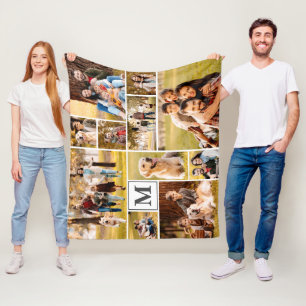 Einfache Einzigartige 11-Collage Monogramm Farbe Fleecedecke