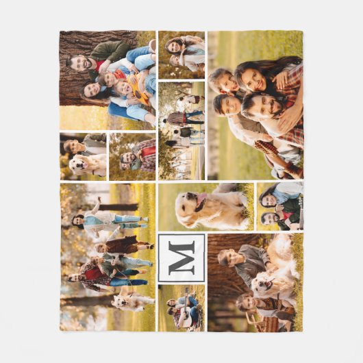 Einfache Einzigartige 11-Collage Monogramm Farbe Fleecedecke (Vorderseite)