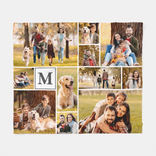Einfache Einzigartige 11-Collage Monogramm Farbe Fleecedecke (Vorderseite (Horizontal))
