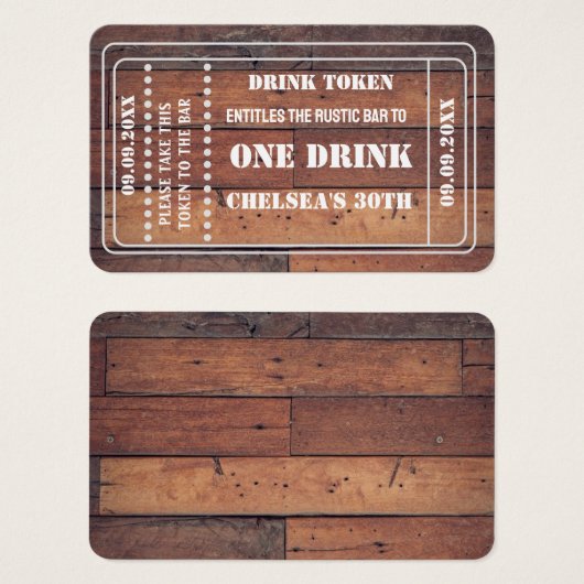 Einfache, einzigartige rustikale Ereignisse Trinkg (Vorne & Hinten)