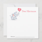 Einfache Elefant & Herzballon Time Kapsel Mitteilungskarte (Vorderseite)