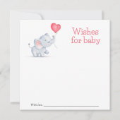 Einfache Elefant & Herzballon Wünsche für Baby Mitteilungskarte (Vorderseite)