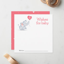 Einfache Elefant & Herzballon Wünsche für Baby Mitteilungskarte