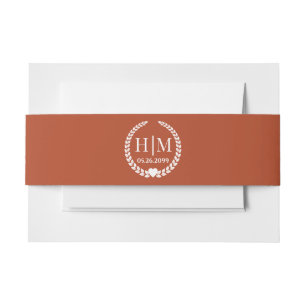 Einfache Eleganbrücke und Groom Monogram Einladungsbanderole