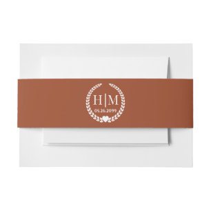 Einfache Eleganbrücke und Groom Monogram Einladungsbanderole