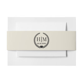 Einfache Eleganbrücke und Groom Monogram Einladungsbanderole