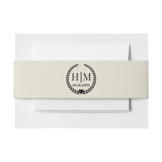 Einfache Eleganbrücke und Groom Monogram Einladungsbanderole (Vorderseite Beispiel)