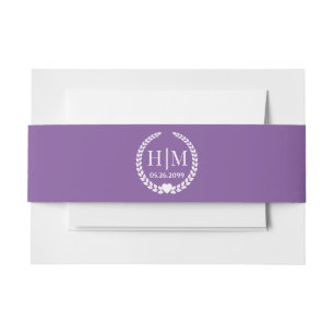 Einfache Eleganbrücke und Groom Monogram Einladungsbanderole