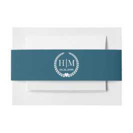 Einfache Eleganbrücke und Groom Monogram Einladungsbanderole
