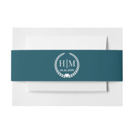 Einfache Eleganbrücke und Groom Monogram Einladungsbanderole