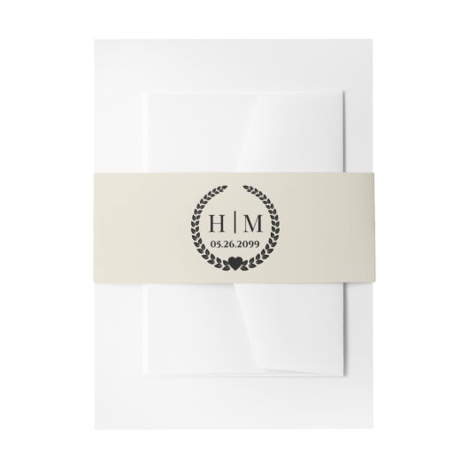 Einfache Eleganbrücke und Groom Monogram Einladungsbanderole (Vorderseite Beispiel)