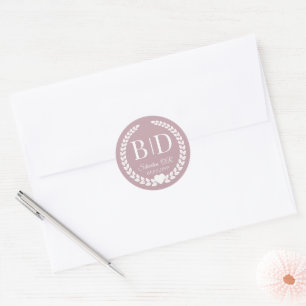 Einfache Eleganbrücke und Groom Monogram Runder Aufkleber