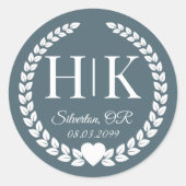 Einfache Eleganbrücke und Groom Monogram Runder Aufkleber (Vorderseite)