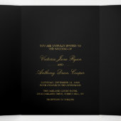 Einfache Elegance Black & Gold Wedding Suite Dreifach Gefaltete Einladung (Innenseite Mitte)