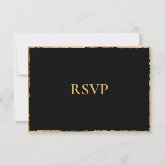 Einfache Elegance Black Luxe Gold Edge Wedding RSVP Karte (Rückseite)