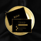 Einfache Elegance Black Luxe Gold Edge Wedding RSVP Karte