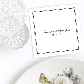 Einfache Elegance Black & White Script Hochzeit Serviette