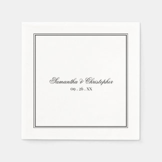Einfache Elegance Black & White Script Hochzeit Serviette