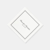 Einfache Elegance Black & White Script Hochzeit Serviette (Ecke)