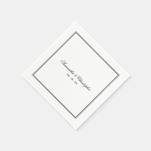 Einfache Elegance Black & White Script Hochzeit Serviette (Ecke)