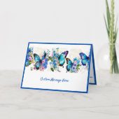Einfache Elegance Blue Butterflies Blume anpassen Karte (Vorderseite)